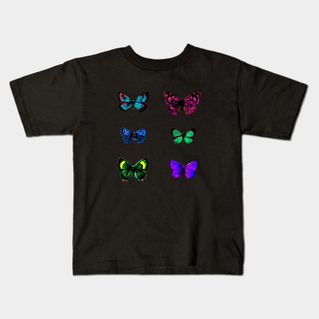 Neon Butterfly Pack Kids T-Shirt by softbluehum